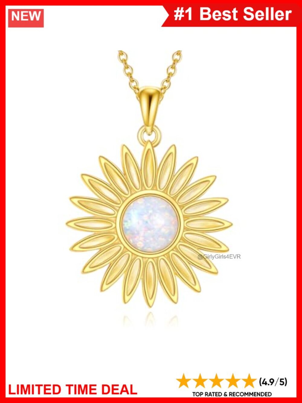 925 Sterling Silver Gold Plated Sunflower Pendant Necklace 18" Women's Gift